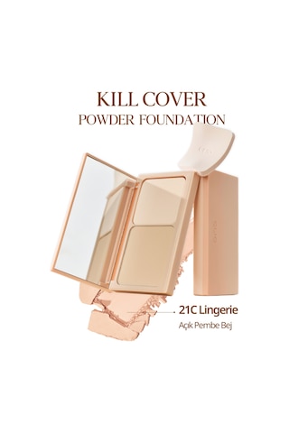 Hafif Yapılı, Pürüzsüz Mat Bitişli Pudra Fondöten Clıo Kill Cover Powder Foundation 21c Lingerie 21