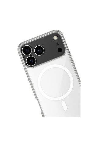 Apple iPhone Uyumlu  17 Pro Max Kılıf Magneticsafe Şeffaf Silikon - Şeffaf