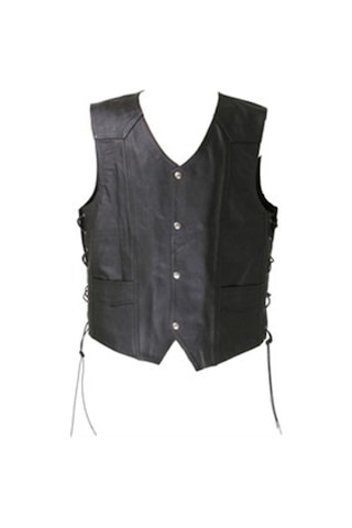 Hakiki Deri Siyah Cooper Ipli Erkek Deri Yelek Kahverengi