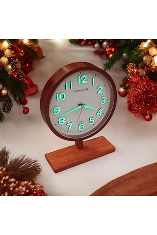 Fosforlu 3d Kabartma Rakam Eskitme Ahşap Ayaklı Ofis Masa Saati