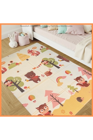 Sweden Baby Sweet Forest Çift Taraflı Katlanabilir Oyun Halısı Ve Matı Premium Seri Taşıma Çantalı- 180x120