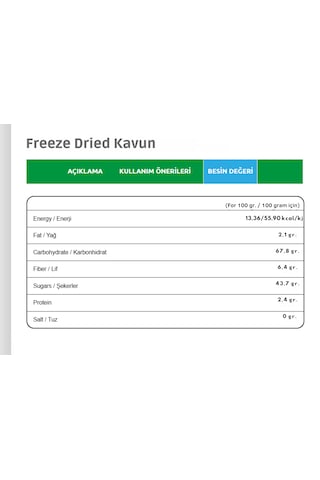 Freezeva Dondurularak Kurutulmuş Kavun 15 Gr Freeze Dried Kavun- Kavun Kuru Meyve Cipsi 15 G