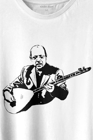 Neşet Ertaş Bozkırın Tezenesi Halk Müziği Bağlama Baskılı Tişört Unisex T-shirt 001