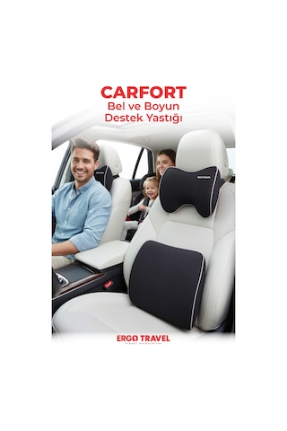 Viscofoam Carfort Büyük Visco Araç Boyun Yastığı – Visco Araç Bel Yastığı Takım - Araç Yastığı - Siyah |