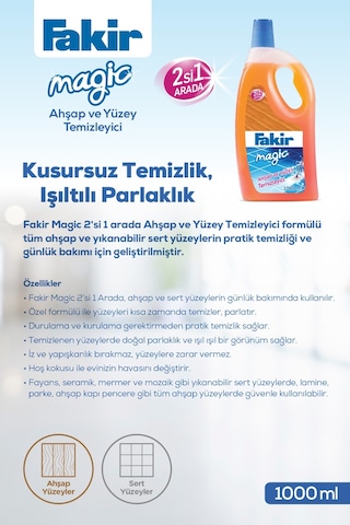Fakir Magic 2'si 1 Arada Ahşap ve Sert Yüzey Temizleyici 1 L