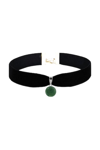 Yeşim Taşı Doğal Taş Kadın Siyah Kadife Choker Kolye Renkli 85047869
