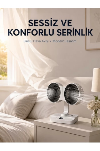 Hepsi Duvara Monte Edilebilen Çift Başlıklı Sessiz Masa Fanı Najmaddin