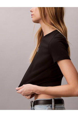 Calvin Klein Kısa Kollu Logolu Kısa Kadın Siyah T-shirt Lv047ab213-ub1 Siyah