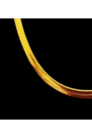 Gold Renk İtalyan Zincir Yassı Model Kadın Kolye Gold