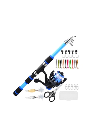 Proberos Hwcset109 Yeni Başlayanlar İçin Yemli 1.5m Olta Ve Makara Kombo Seti - Mavi
