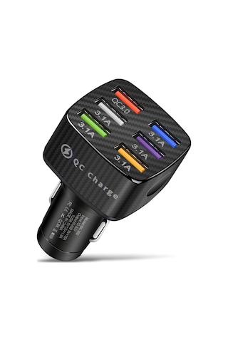 Sones Bk-360 6'sı 1 Arada Qc3.0+3.1a Usb Işıklı Araç Şarj Cihazı Siyah Diğer