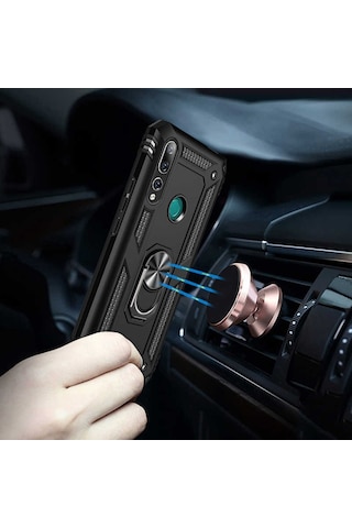 Huawei Y9 Prime 2019 Yüzüklü Standli Vega Kilif Ekran Koruyucu 510330787
