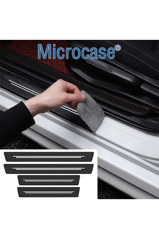 Microcase 4'lü Karbon Fiber Suni Deri Kapı Eşiği Koruma Ve Çizik Önleyici Sticker Seti Al5363