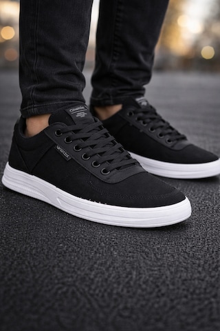 Ghattix 104 Erkek Günlük Keten Sneaker Ayakkabı Siyah Siyah