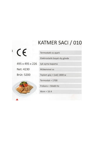 Uğur Büyük Boy Elektrikli 1750 W Termostatlı Katmer - Gözleme – Yufka Sacı