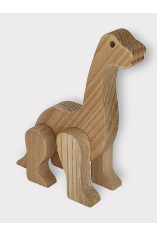 Cwwtoys Dinos Boyasız Ahşap Dinozor Oyuncağı, Masif Kayın, 18 Ay+