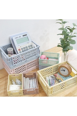 Tongxida Katlanabilir İstiflenebilir Depolama Sepeti Plastik İçi Boş Ev Ofis Düzenleyici Konteyner Büyük Açık Mavi Diğer