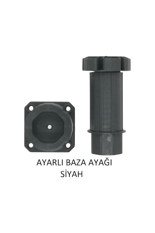 Ayarlanabilir Plastik Baza Ayağı 10-15 Cm, Siyah, Çok Amaçlı Dolap Ayağı 1 Adet Siyah