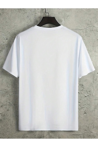King Logo T-shirt - Beyaz Baskılı Oversize Bisiklet Yaka Kısa Kol Tişört Beyaz