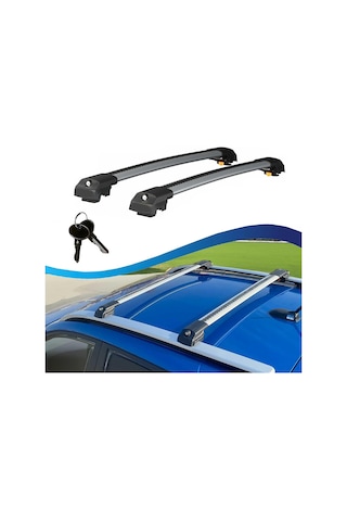 Cross Auto Accessorıes Oto Aksesuar- Citroen C5 Aircross Suv İçin T1 Model Ara Atkı Kilitlenebilir Portbagaj Taşıyıcı 2li Set Gri Renk