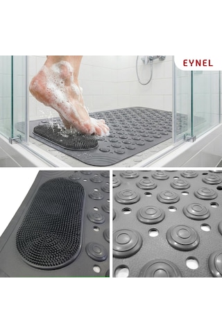 Vantuzlu Banyo Ve Duş Kaydırmazı Duşa Kabin Küvet İçi Vantuzlu Banyo Paspası 35x69 Cm Gri Sku: Smgstk5a7fb521ce Açık Altın