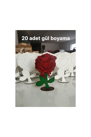 Ahşap Çiçek Boyama 20 Adet Anaokulu Kreş Yaz Okulu Etkinliği