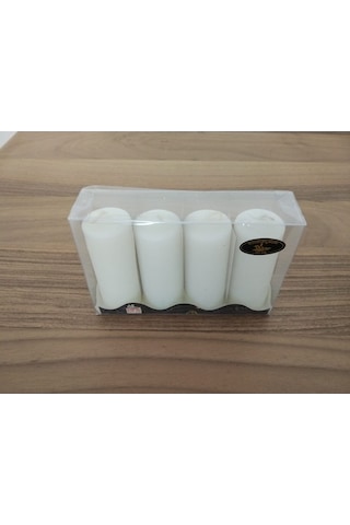 4'Lü Kokusuz Beyaz Bozkurt Silindir Mum 3.5*9Cm (361460208)