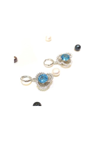 Altın Ürünler Sallanan Aqua Tek Taşlı Küpe  Küpe 14 Ayar Altın