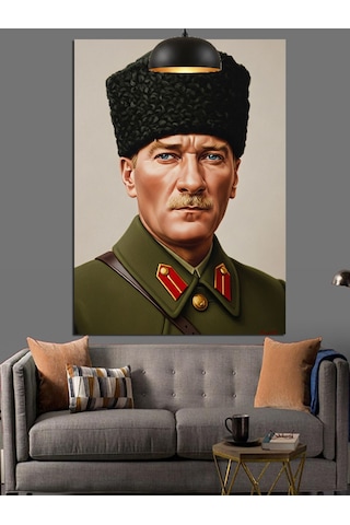Mustafa Kemal Atatürk Askeri Portresi Dekoratif Kanvas - Mdf Ahşap Tablo