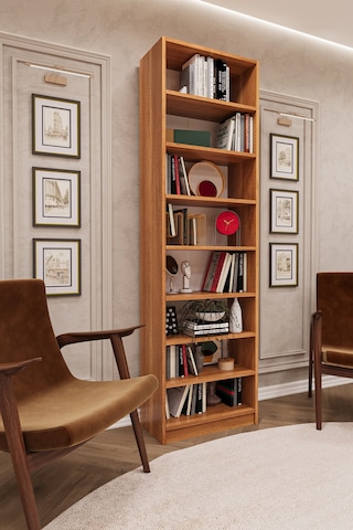 Asra Trend K-05 %100 MDF 60 cm 7 Raflı Kitaplık Petra Tasarım Kütüphane Ofis Rafı
