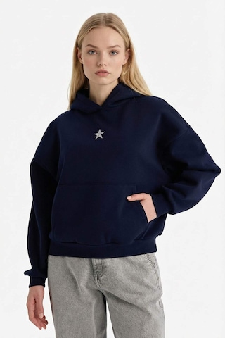 Defacto Oversize Geniş Kalıp Kapüşonlu Kalın Kumaş Sweatshirt G7628ax25cwnv1 Lacivert-nv1