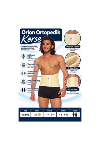 Orlon Ortopedik Korse Unisex Bel Ve Karın Destek Korsesi M 1010 - Rylks Standart