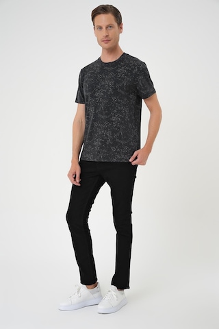 Efor Comfort Fit Bisiklet Yaka Batik Görünmlü Kısa Kol Casual Siyah Tişört Ts 905 Siyah