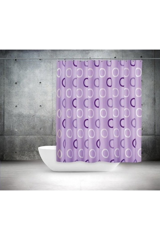 Zethome Tropik Banyo Duş Perdesi 5033 Çift Kanat Lila 2X120X200 Lila