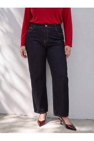Lcw Curve Lacivert Büyük Beden Straight Fit Kadın Jean Pantolon