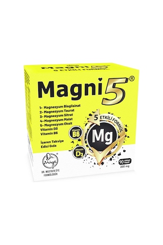 Magni5 Magnezyum Vitamin D3 B6 İçeren Takviye Edici Gıda 90 Kapsül