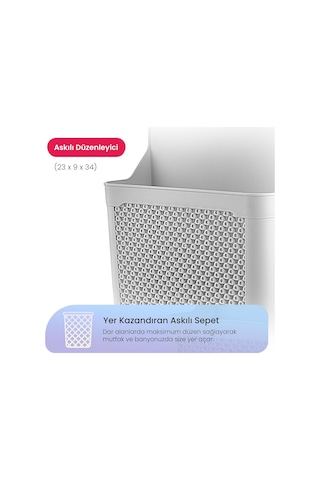 Hobby Life Büyük Askılı Elmas Düzenleyici Sepet Vidasız Montaj, Dolap Kapağı Arkası Mutfak Ve Banyo Organiz Çok Renkli