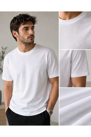 Wiox Sıfır Yaka Battal Cotton Tişört Siyah