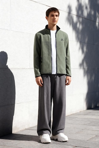 Tommy Life Çağla Yazı Nakışlı Dik Yaka Fermuarlı Standart Kalıp Erkek Sweatshirt Polar - 87992 Çağla