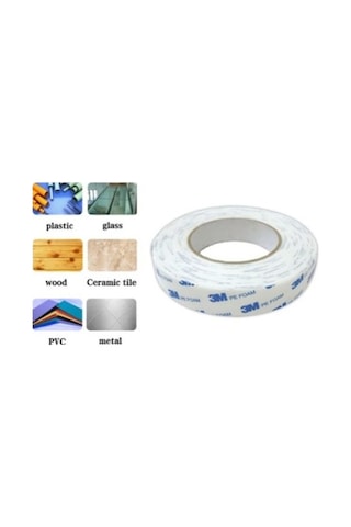 Güçlü Çift Taraflı Köpük Bant Beyaz - 15 mm Genişlik - 10 metre