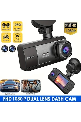 Xuweiwei 1080p Dual Lens Dual Camera Without Card Araç Kamerası Geniş Açı Hd Gece Görüşü Döngü Kayıt Hareket Algılama 2 Ips Ekran Ön Ve Kabin Dvr