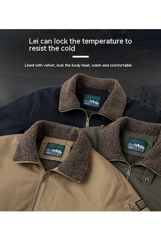 Sımıcg Erkek Ceket Kalın Yaka Pamuklu Mont Erkek Ceket - Yeşil Asker Yeşili