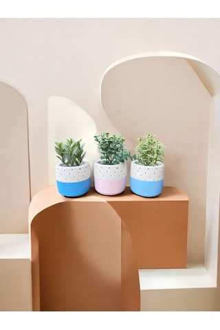 Renkli Saksı Seti Sukulent Kaktüs Dekoratif Eşya- Ev Dekorasyon - Saksı Seti 4