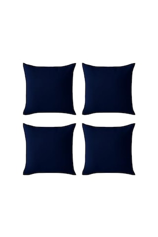 Vor Perde Kırlent Kılıfı 4 Lü Set - Gizli Fermuarlı - Kadife Dokulu Lacivert 43 X 43 Diğer