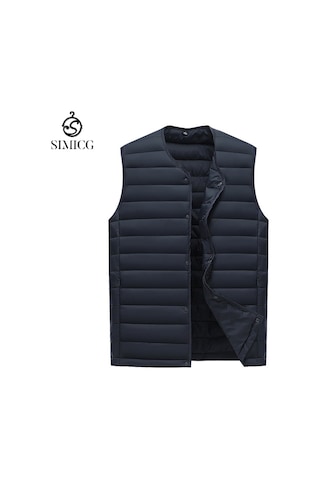 Sonbahar Ve Kış İçin Kolsuz Erkek Kaz Tüyü Dolgulu Pamuklu Yelek... Mavi