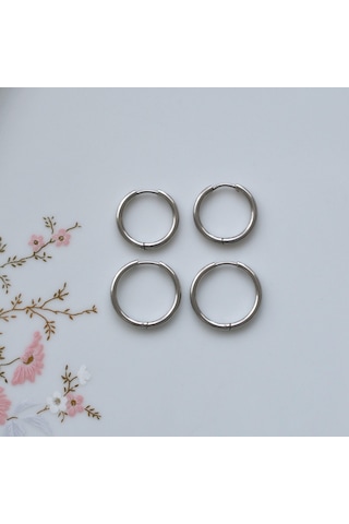 Cerrahi Çelik Düz Küpe Seti 4 Parça Silver Gri