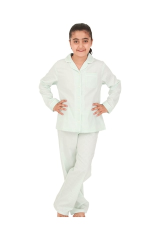 The Don Açık Yeşil Beyaz Kareli Kız Çocuk Pijama Takımı (9-14 Yaş