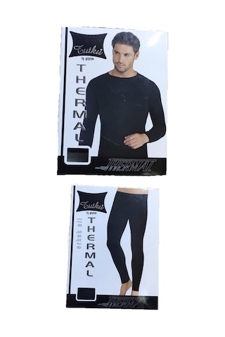 Siyah Termal Içlik Takımı Polar Bere Boyunluk Eldiven Havlu Çorap Seti Siyah