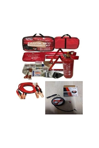 Lüx Trafik Seti+1200 Akü Takviye Kablosu+plastik Hava Kompresörü