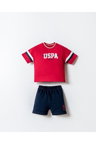 U.S. Polo Assn. U.s. Polo Assn Erkek Bebek 2 Li Şort T-şhirt Takım Kırmızı-2338 Kırmızı